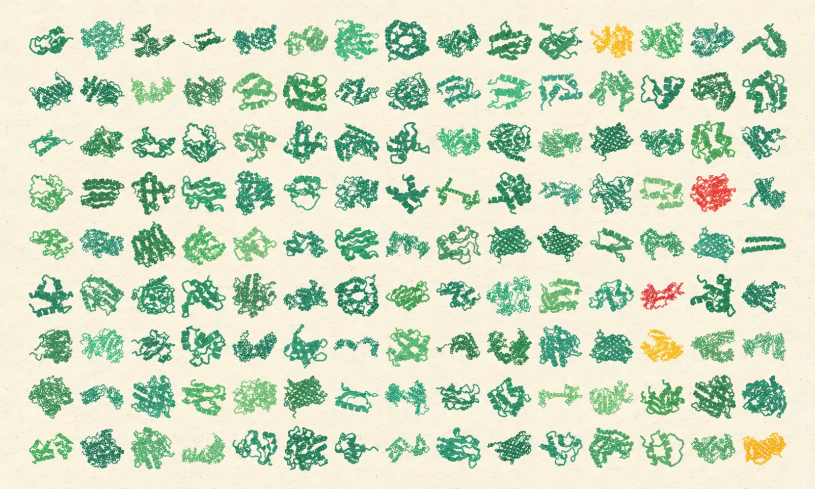 A grid of biological proteins.
